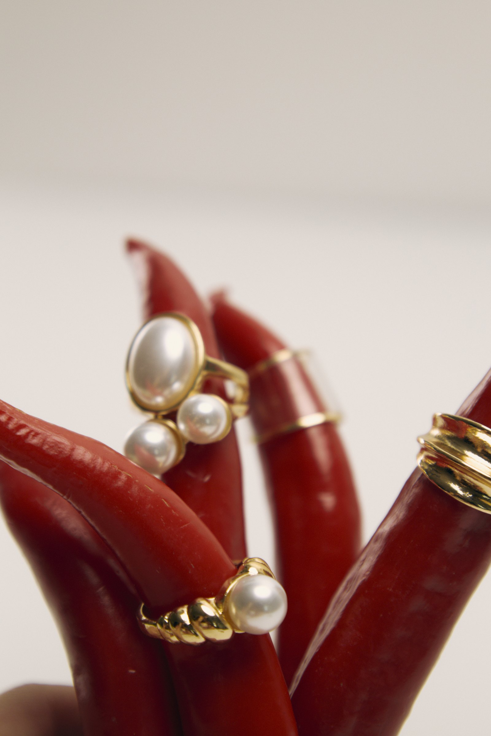 Pearl rings on peppers