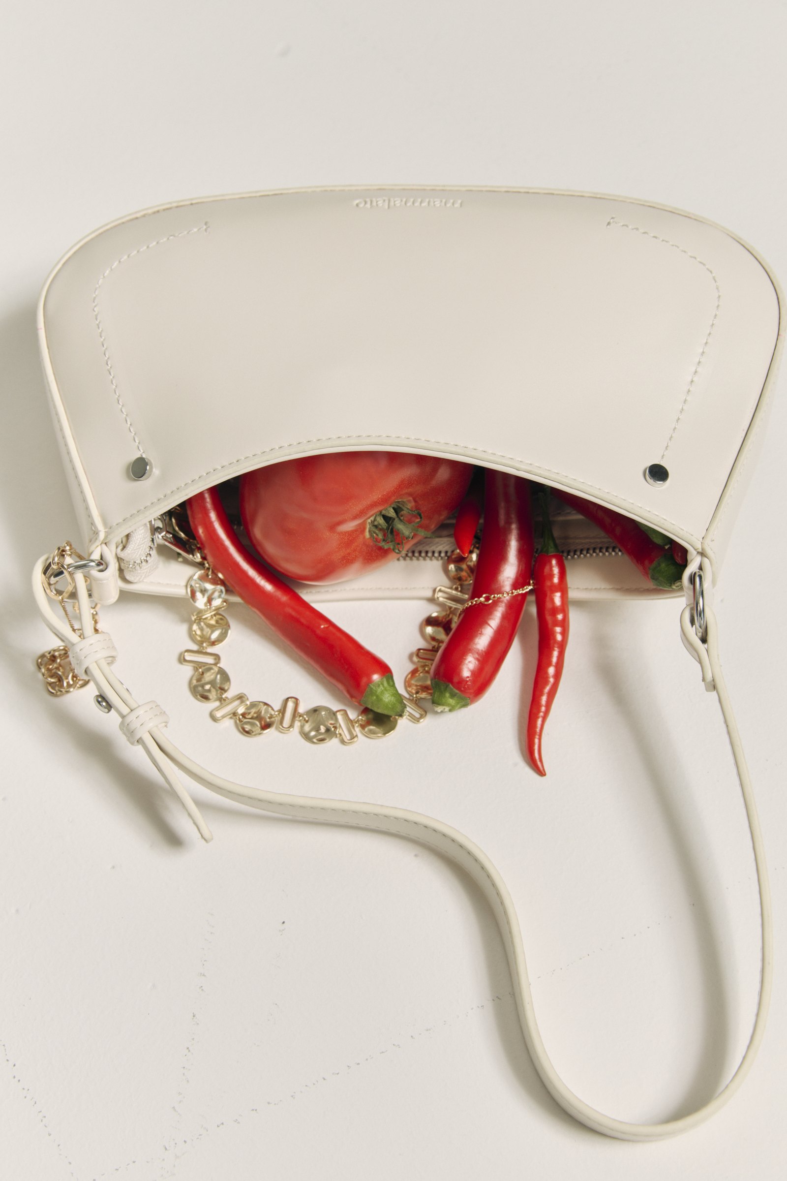 Bag with peppers, overhead