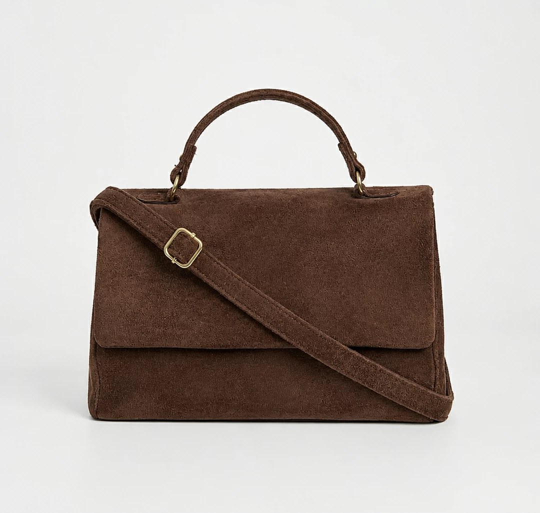 Suede bag, catalogue shot