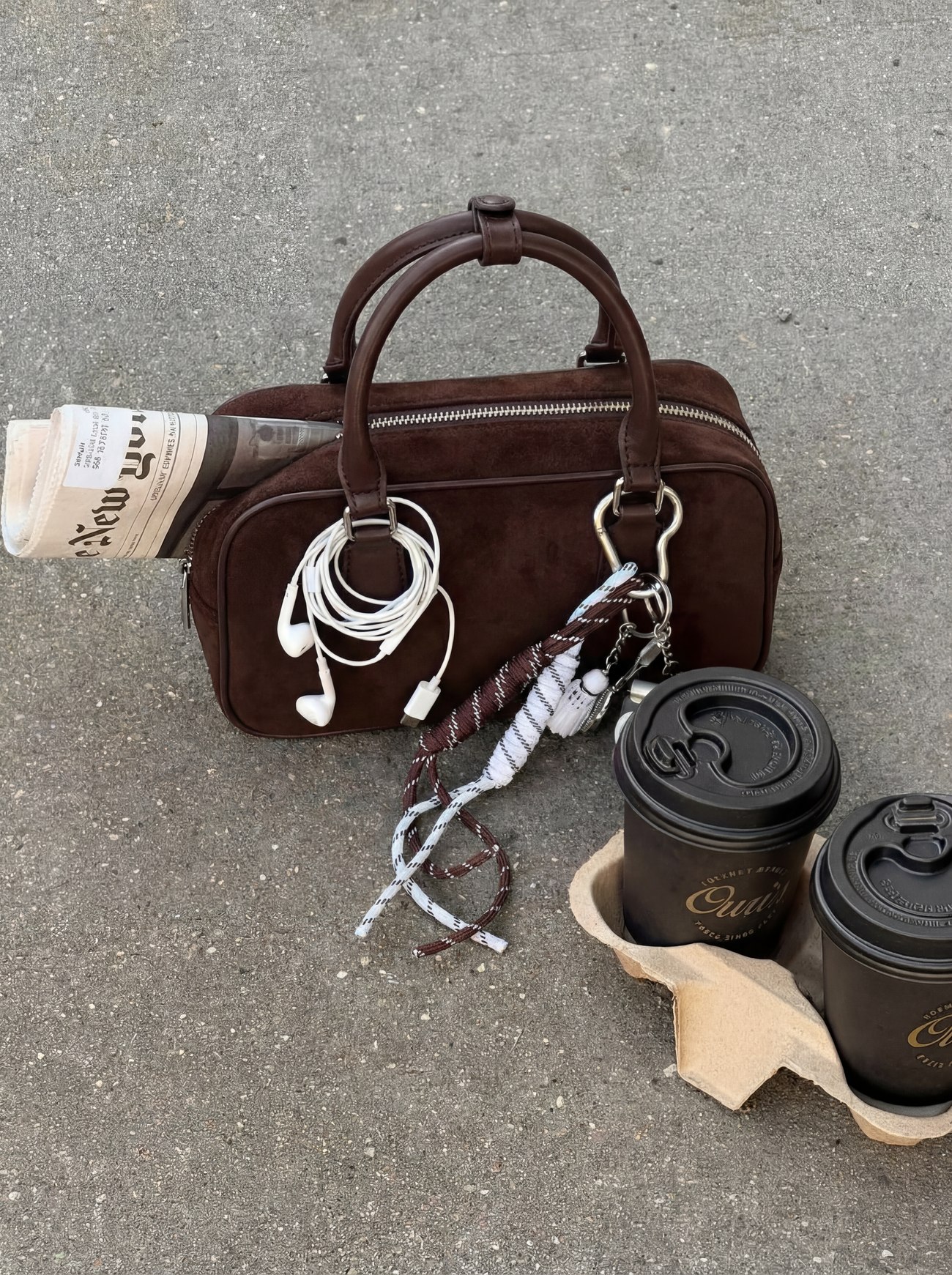 Bag with coffee, overhead